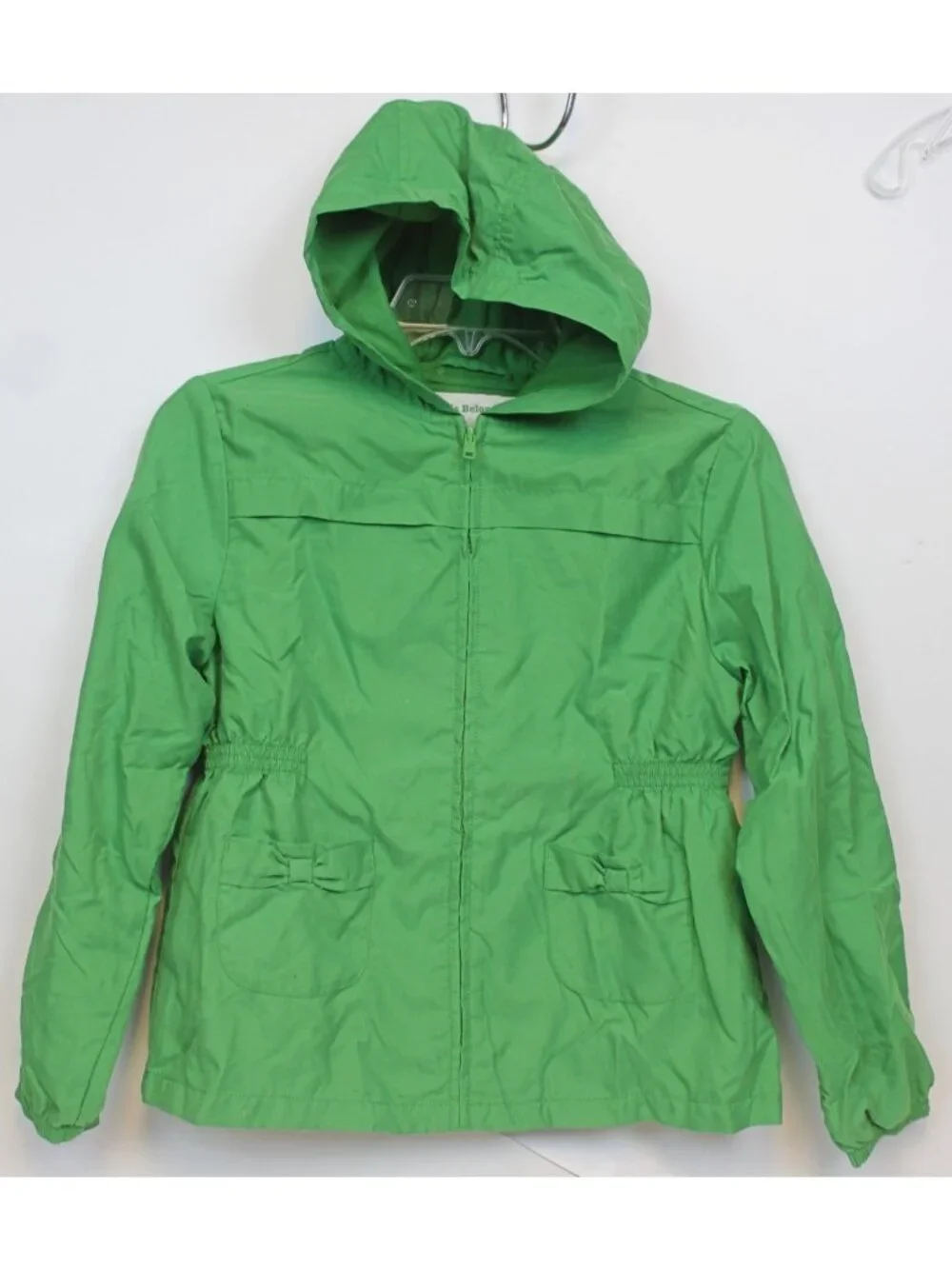 2008 Gymboree Prep School Jacket 10 /12 Green Windbreaker Lined Hood Pockets Bow